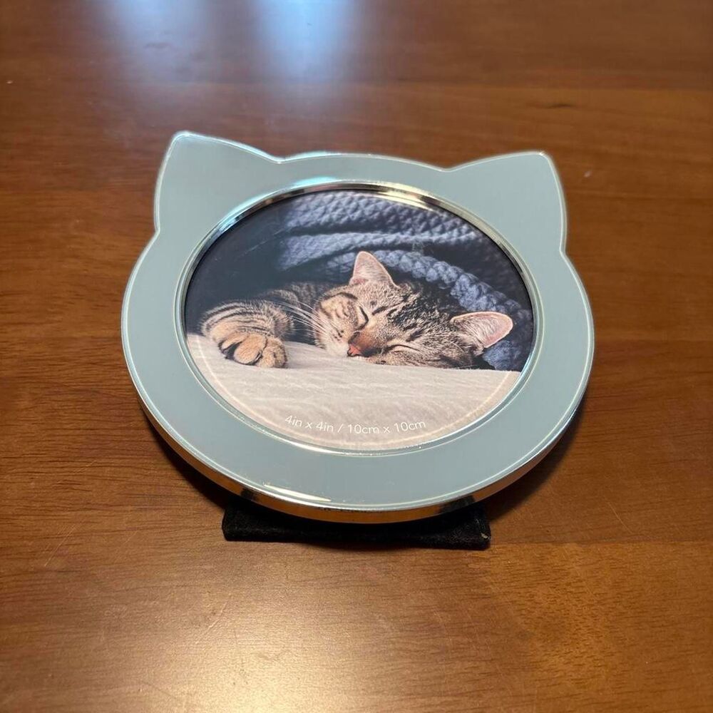 Cute Blue + Silver Cat Picture Frame